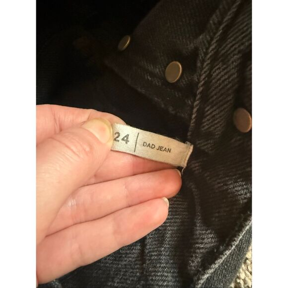 PacSun Gray Black Denim Jeans Dad 24” Distressed Retro Mom - Picture 4 of 4